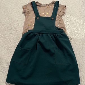 New 2 piece overall Dress with pockets
